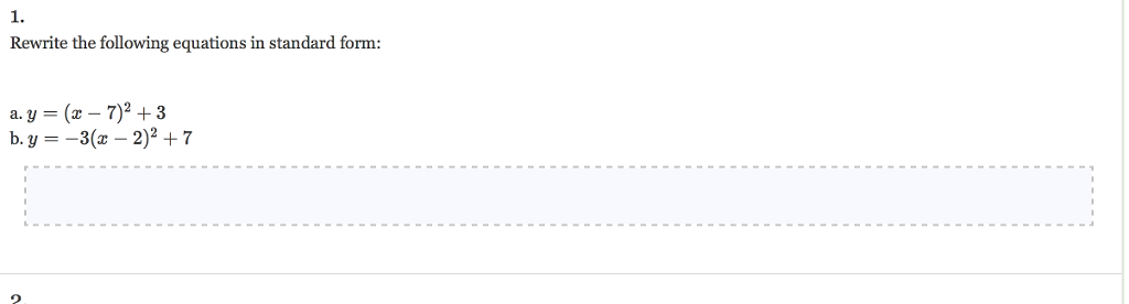 Solved 1. Rewrite the following equations in standard form | Chegg.com