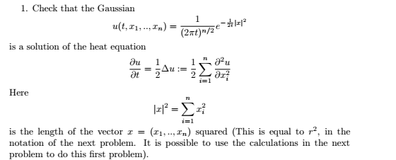 Solved Check that the Gaussian is a solution of the heat | Chegg.com