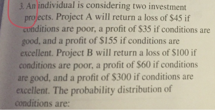 Solved An Individual Is Considering Two Investment Projects. | Chegg.com