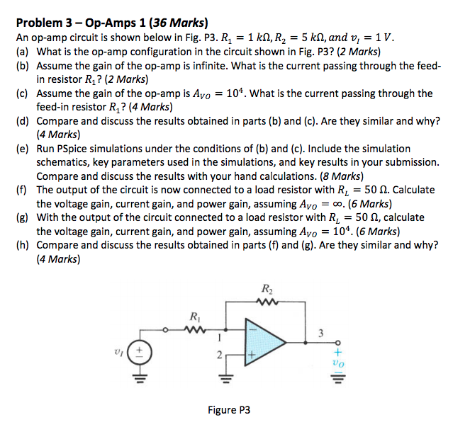 Solved Problem 3- Op-Amps 1 (36 Marks) An Op-amp Circuit Is | Chegg.com