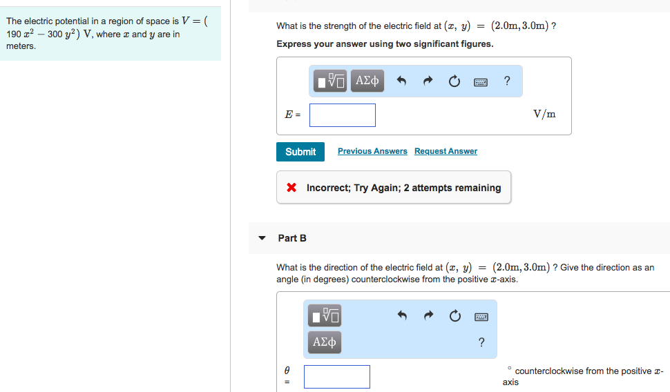 Solved The electric potential in a region of space is V = ( | Chegg.com