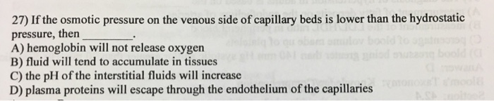 Solved If the osmotic pressure on the venous side of | Chegg.com