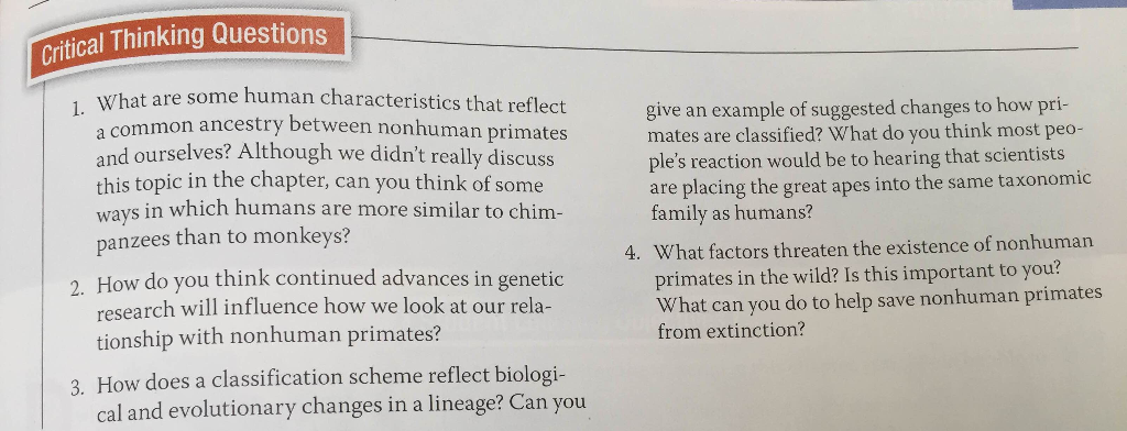 Solved What Are Some Human Characteristics That Reflect A Chegg
