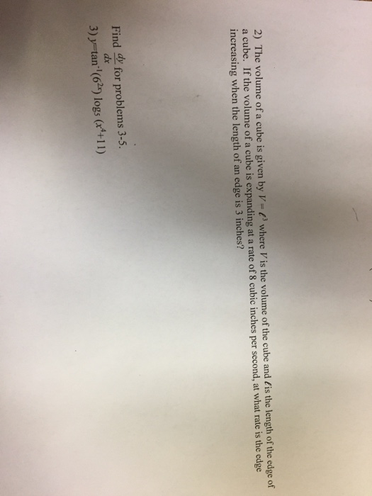 volume in cubic units of a cube whose edge is l units