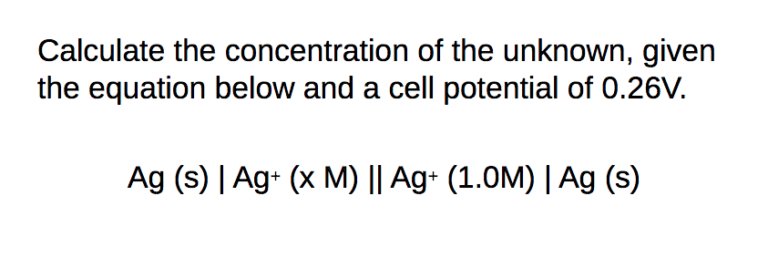 Solved Calculate The Concentration Of The Unknown Given The Chegg Solved Calculate The Concentration Of The Unknown Given The Chegg