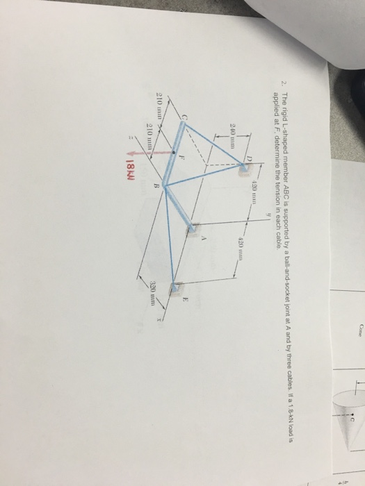 Solved The rigid L-shaped member ABC is supported by a | Chegg.com