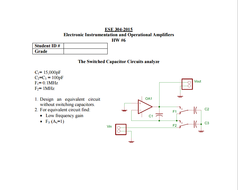 The Switched Capacitor Circuits analyze C1 = 15,000pF