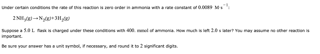 Solved Under certain conditions the rate of this reaction is | Chegg.com