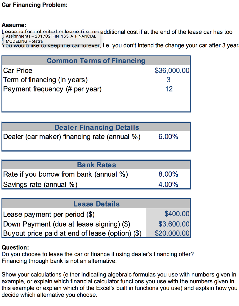 Solved Lease is for unlimited mileage (i.e no additional