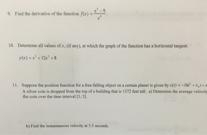 Solved Find the derivative of the function f[x) =x^5-3/x^4 | Chegg.com