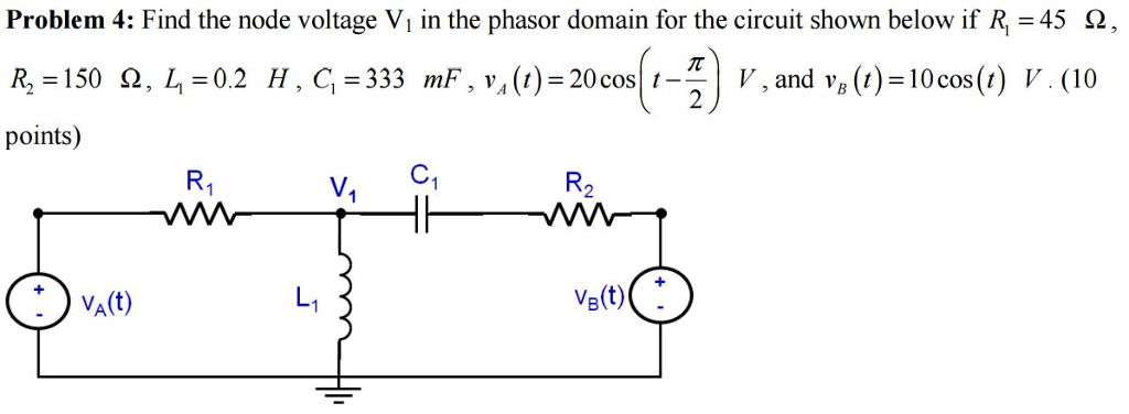 Solved : Find the node voltage V1 in the phasor domain for | Chegg.com