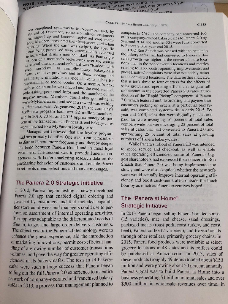 Solved Directions Read the case study "Panera Bread