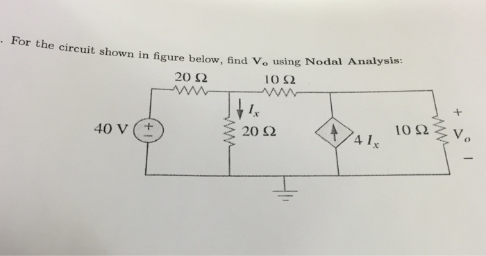 Solved For The Circuit Shown In Figure Below, Find V0 Using | Chegg.com