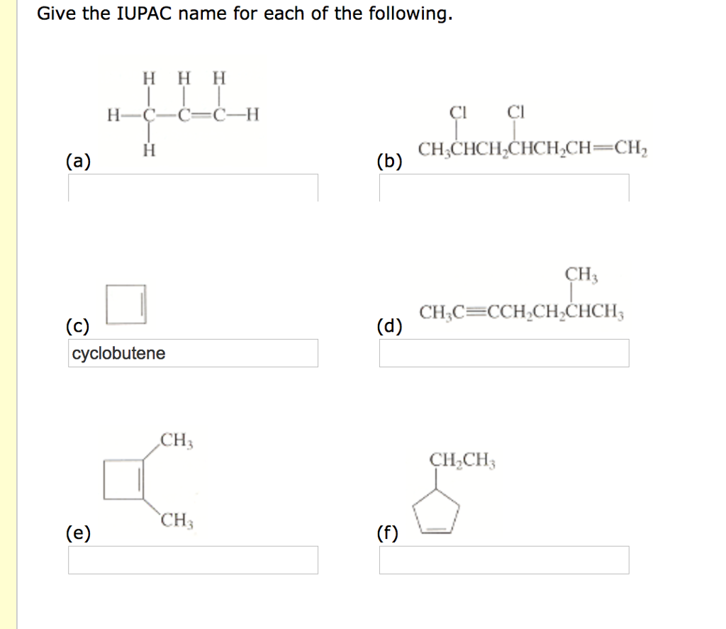 Solved Give the IUPAC name for each of the following. 1 CI | Chegg.com