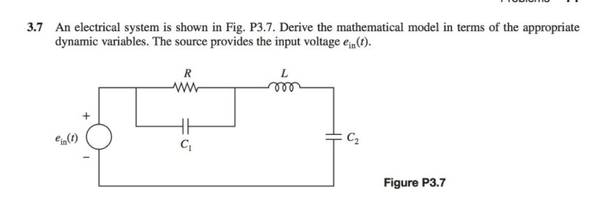 Solved 3.7 An electrical system is shown in Fig. P3.7. | Chegg.com