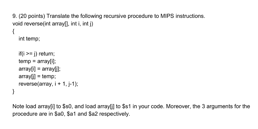 Solved 9. (20 points) Translate the following recursive | Chegg.com