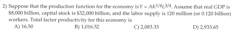 Solved Suppose that the production function for the economy | Chegg.com