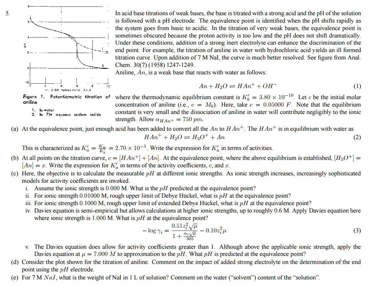 Potentiometric titration of aniline In water In