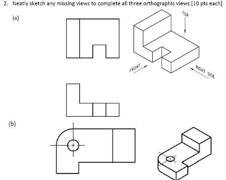 Solved 2. Neatly sketch any missing views to complete all | Chegg.com