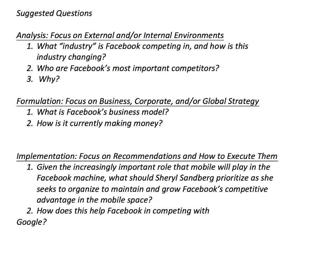 Solved Suggested Questions Analysis: Focus on External | Chegg.com