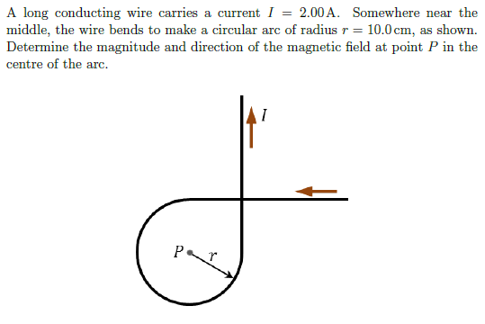 Solved A long conducting wire carries a current I = 2.00A. | Chegg.com