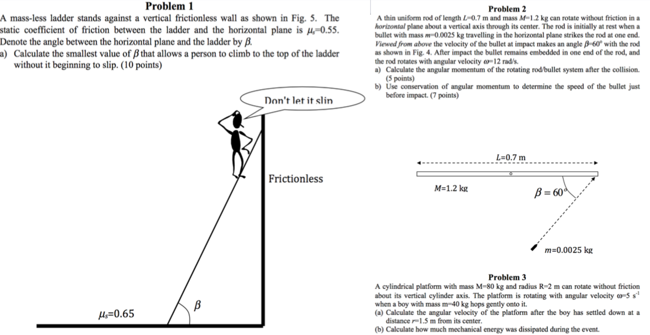 Solved Problem 1 A massless ladder stands against a