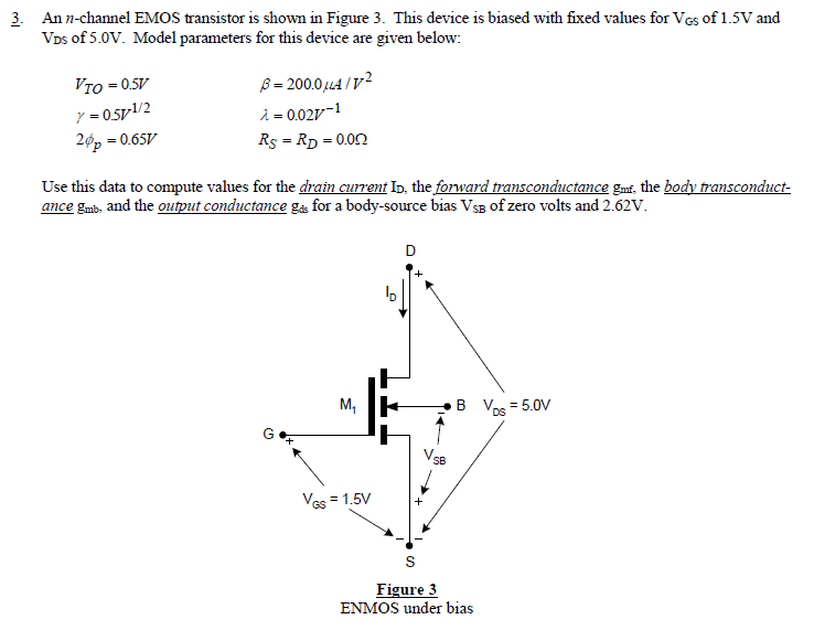 Solved An n-channel EMOS transistor is shown in Figure 3. | Chegg.com