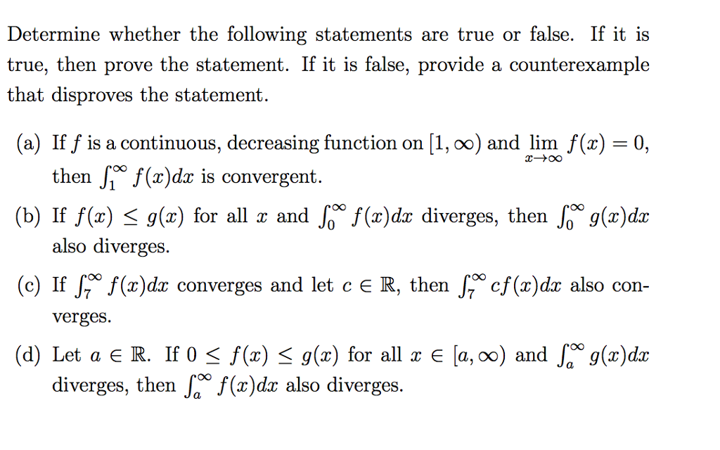 Solved Determine Whether The Following Statements Are True | Chegg.com