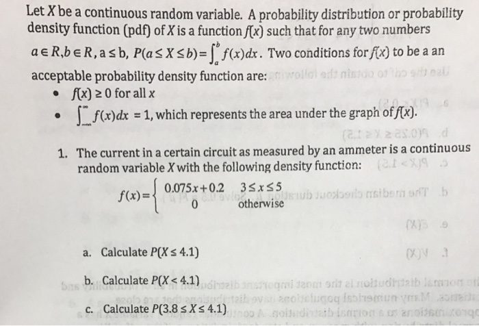 Solved Let X be a continuous random variable. A probability | Chegg.com
