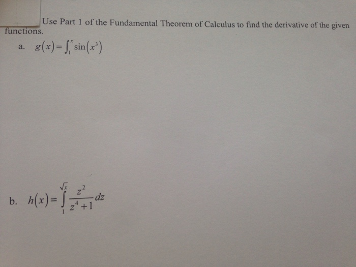 Solved Use Part 1 of the Fundamental Theorem of Calculus to | Chegg.com