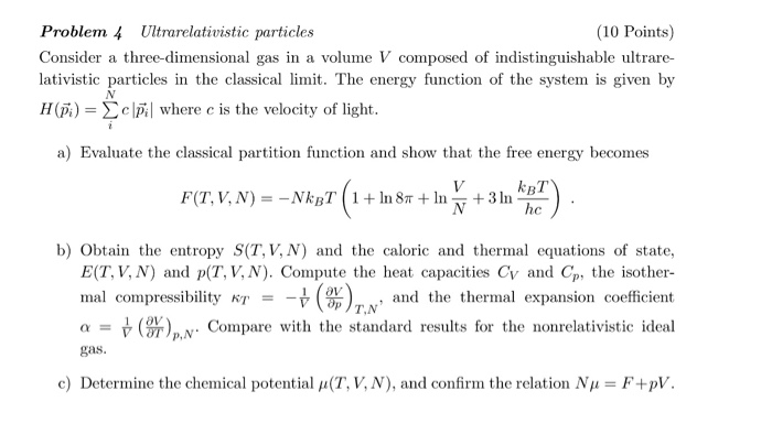 Consider a three-dimensional gas in a volume V | Chegg.com