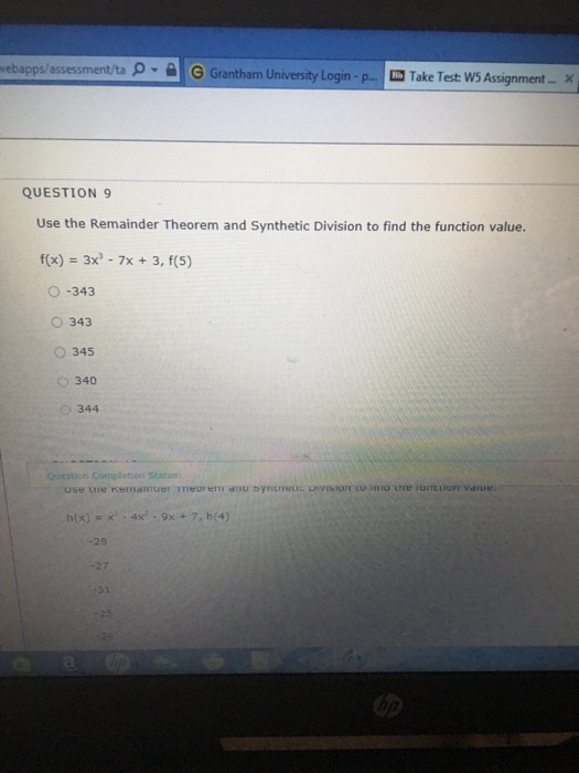 Solved Assessment ta O G Grantham U Login P Take Test Ws Chegg