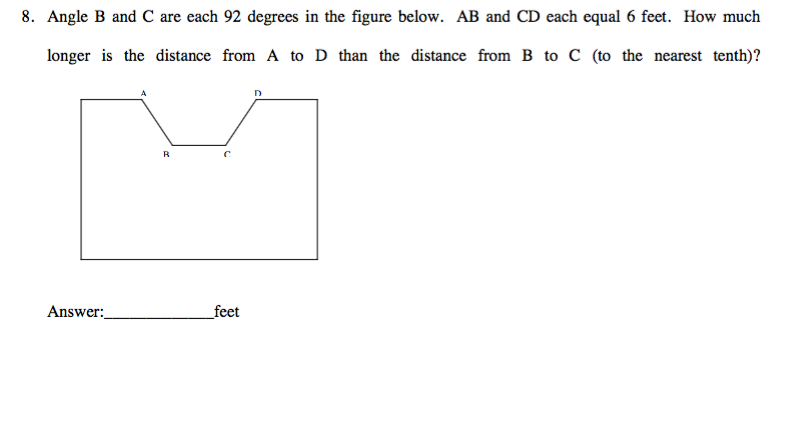 Solved Angle B and C are each 92 degree in the figure below. | Chegg.com