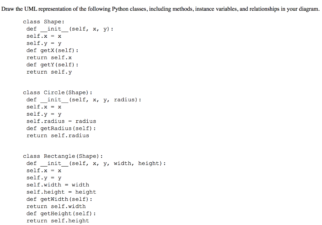 Solved Draw the UML representation of the following Python Chegg com