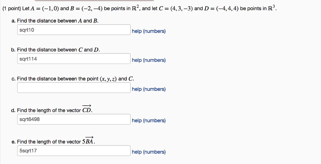 Solved I'm pretty sure my answers for a, b, d, and e are | Chegg.com