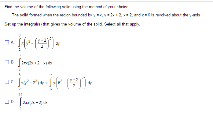 Solved Find The Volume Of The Following Solid Using The Chegg