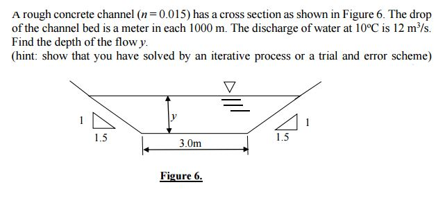 Solved A rough concrete channel (n = 0.0 15) has a cross | Chegg.com