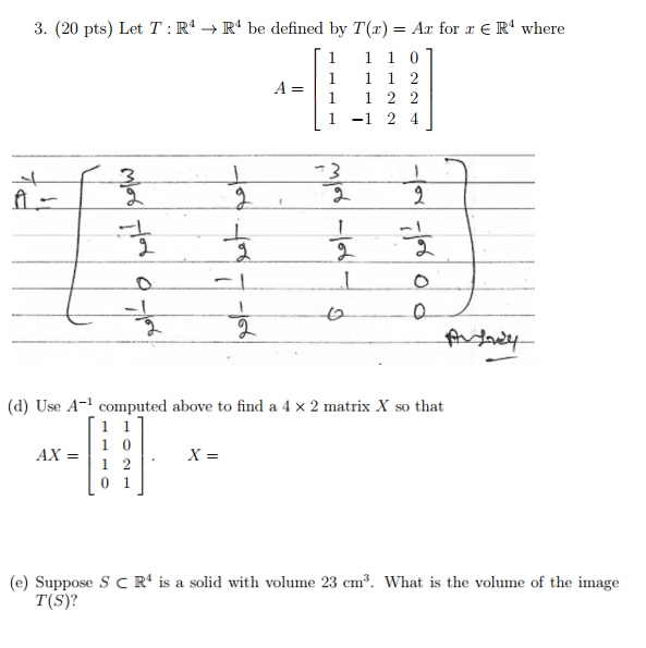 Solved This Is A Problem For My Linear Algebra Class. A^-1 | Chegg.com