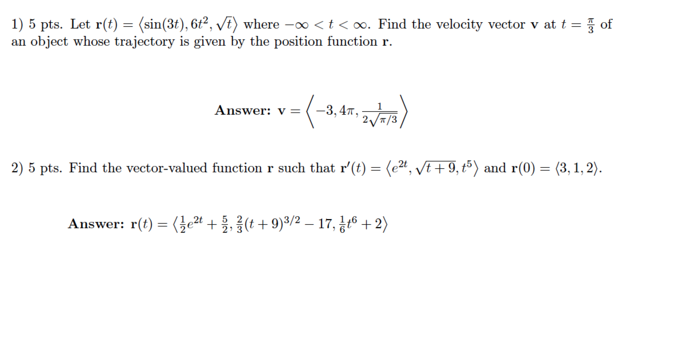 Solved Let r(t) = sin(3t), 6t2, where - infinity