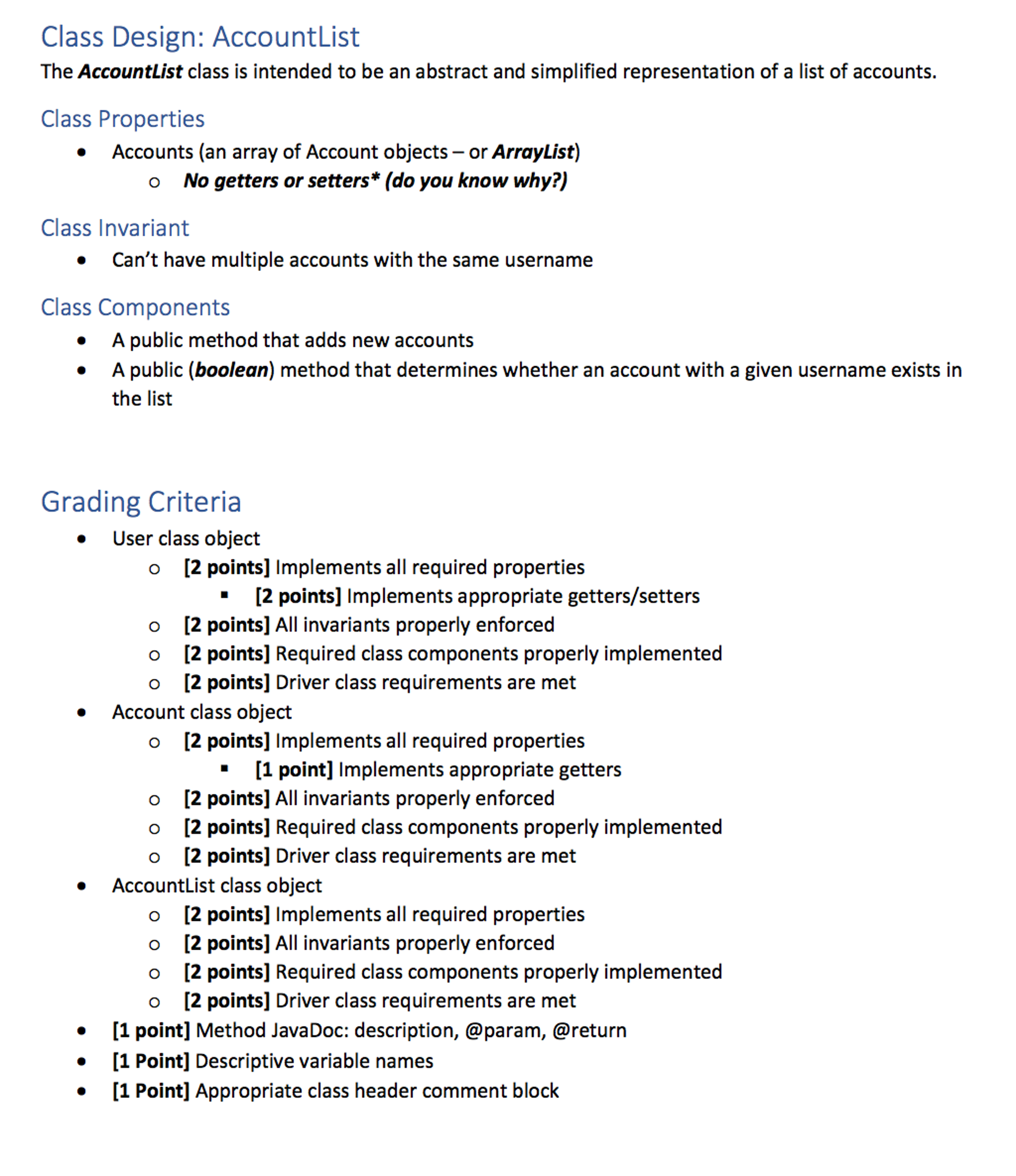 Solved Class Design AccountList The AccountList Class Is Chegg