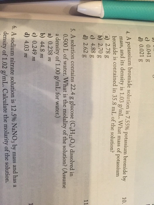 Solved A potassium bromide solution is 7.55 potassium