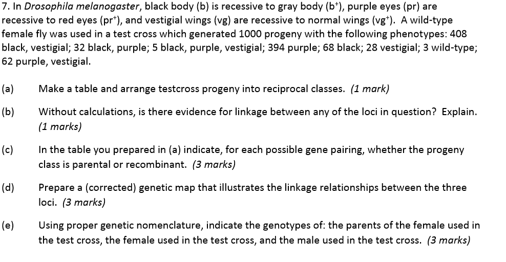 7. In Drosophila Melanogaster, Black Body (b) Is | Chegg.com