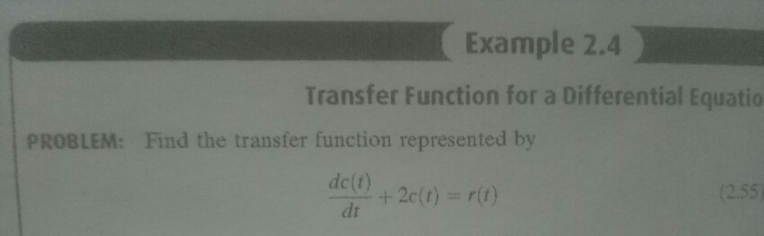 Solved Example 2.4 Transfer Function for a Differential | Chegg.com