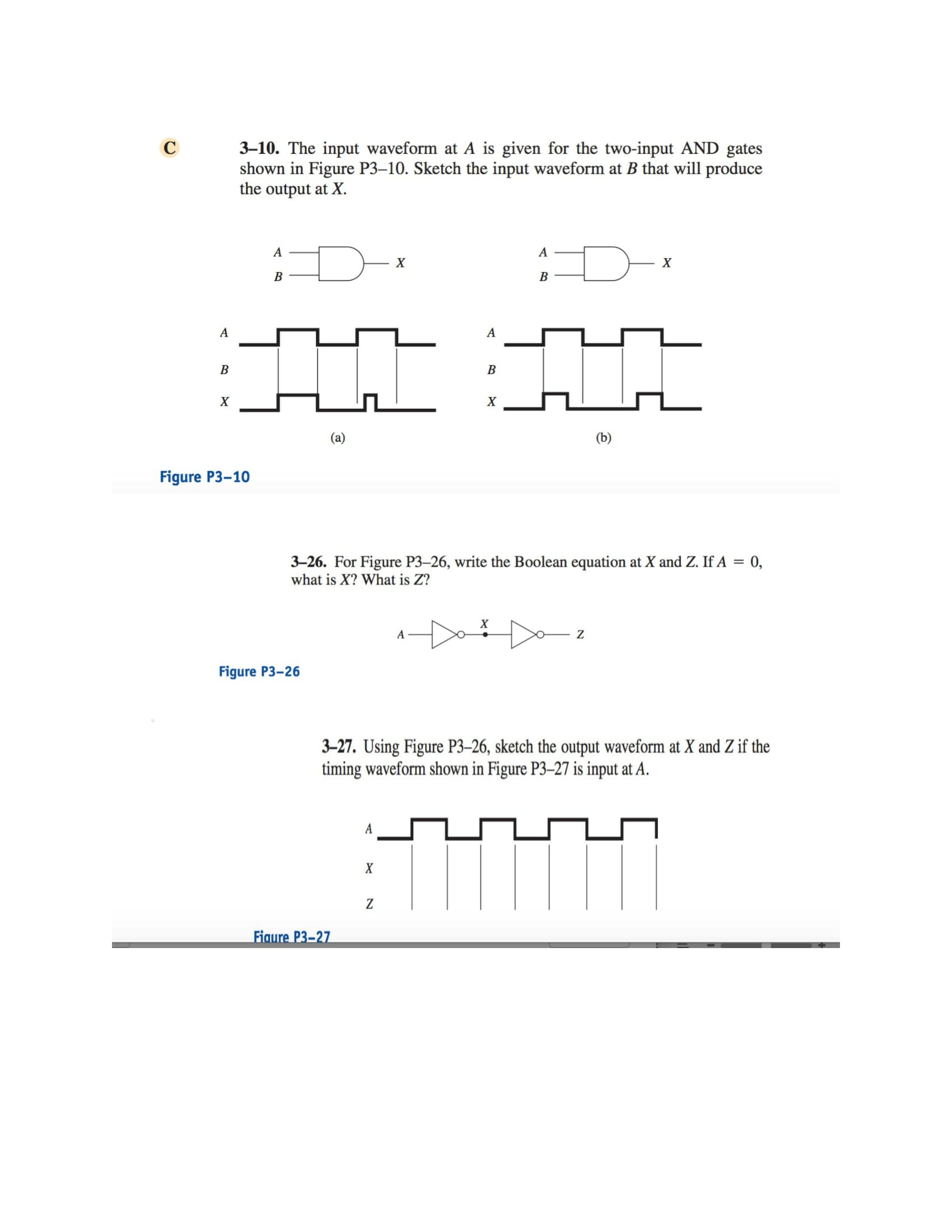 Solved 3-10. The input waveform at A is given for the | Chegg.com