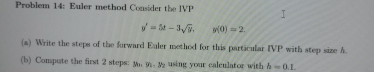 Solved Problem 14: Euler method Consider the IVP (a) Write | Chegg.com