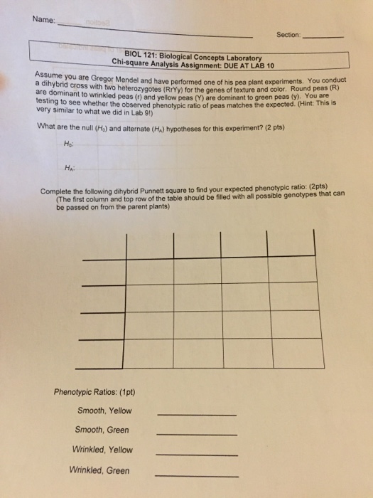 Solved Name Section BIOL 121 Biological Concepts