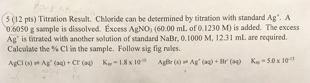 Solved 5 (12 pts) Titration Result. Chloride can be | Chegg.com