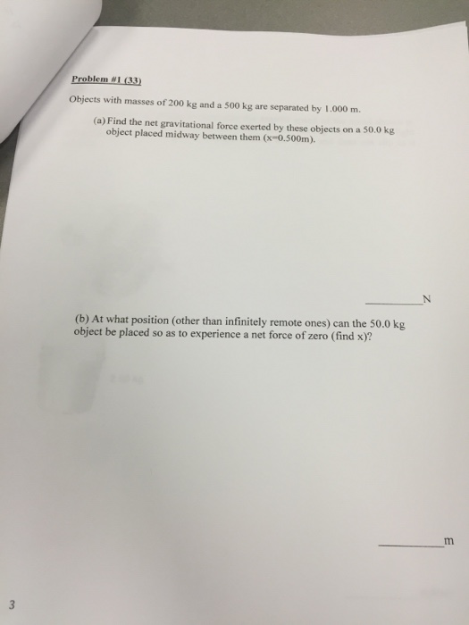 Solved Objects with masses of 200 kg and a 500 kg are | Chegg.com