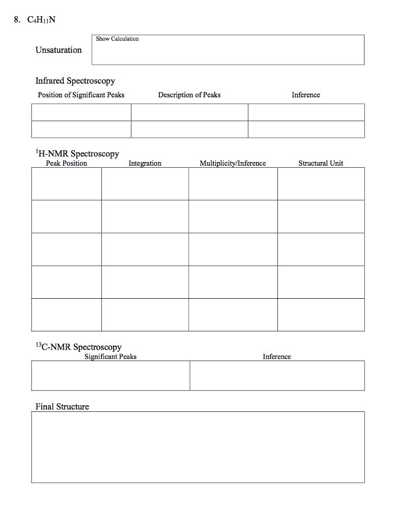 Solved C4H11N Using the H-NMR, C-NMR and Infared | Chegg.com
