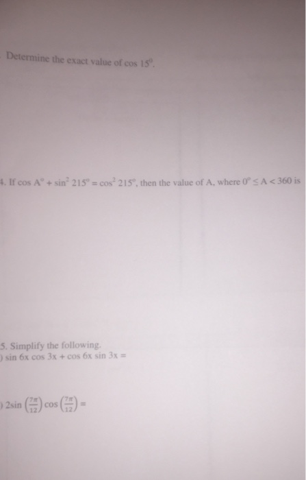 what is the value of cos 150 degree